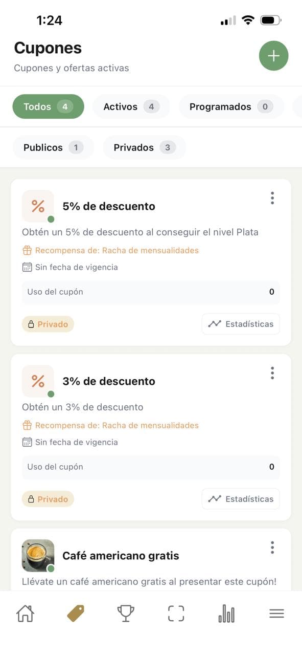Cupones disponibles del cliente